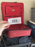 Suitcases, Large red, small red, black duffel