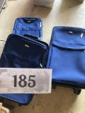 Suitcases, nesting blue set, used