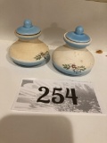 two ceramic pots. Possibly for essential oils