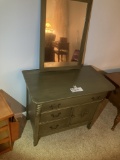 Small server/chest, painted green, vintage to antique