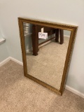 Mirror, gold frame, and bible quote crossstitch framed piece