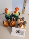 Chicken salt and pepper shakers, sugar and creamer set