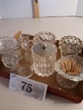 Glass Lot, Salt Cellars, Votive Holder, Etc