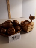 Wooden Decor, Fruit in Basket, Box w/Rose