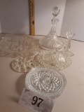 Crystal Decanter, Flower Frog, Anchor Hocking Wexford Small Plates, Round Butter Dish, ETC
