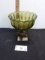 Vintage Green Bowl on metal stand on marble