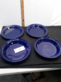 Chantel Ceramic , Blue, 4 pie plates, 2 with scalloped edges
