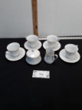 International Porcelain Brighton Collection Sugar, Creamer, 4 Coffee Cups w/saucers