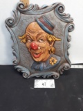 Vintage Hand Painted Ceramic Clown Wall Deor