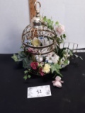 Home Interior Gold Metal Bird House w/flowers and doves