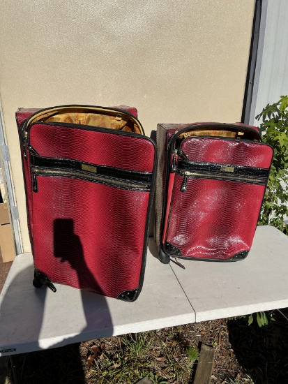 (2) Pieces of Roller Red Aligator Skin Look Pieces of Luggage/Samantha Brown