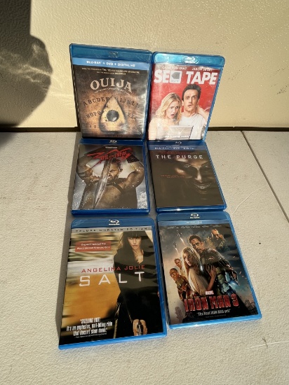 (6) Blu Ray Discs/Ouija, Sex Tape, The Purge, ETC.