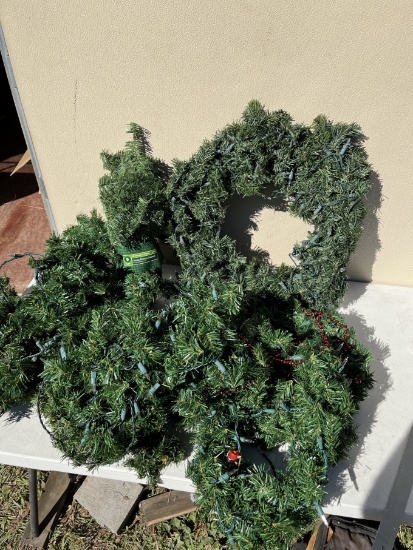 Box Lot of Garland and a Lighted Wreath