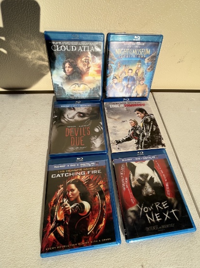 (6) Blu Ray Discs/Night at the Museum, Devil's Due, Edge of Tomorrow, ETC.