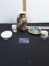 Misc. Lot. Vase, Ash Tray, Brass Dish and 2 Coffee Cups