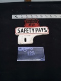 Phillips 66 Cast Iron Safety Pays Sign. Approx 7