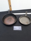 2 cast iron pans, approx 6