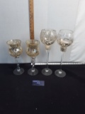 4 Glass candle holders,