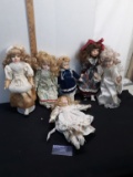 lot of 6 porcelain dolls