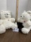 2 White stuffed Bears with light heart and speaker need batteries, Small Brown Bear