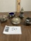 Silverplate EPNS, salt and mustard cellars, shaker, ring box