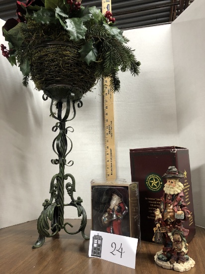 cast iron floral display stand, Santa Figurines