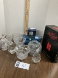 Crystal candle holder lot, Irena Candlesticks, votive holders, etc