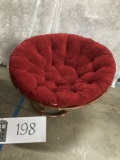 Papasan Chair with Red Cushion