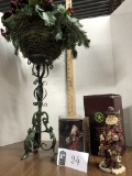 cast iron floral display stand, Santa Figurines