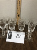 Tiffin-Franciscan, Woodstock pattern, Crystal, Seven Cordial glasses