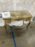 Vanity Desk, ivory and gold painted, vintage