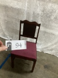 Side chair, solid wood, vintage, burgundy fabric seat