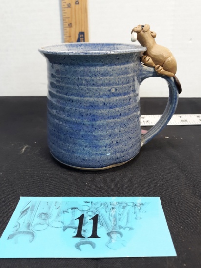 Handmade Pottery w/beaver on handle