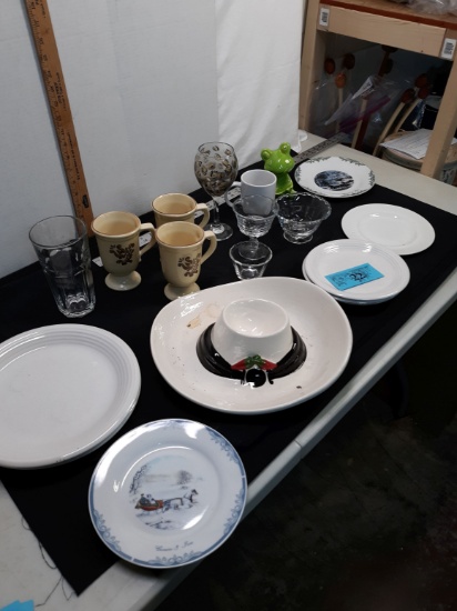Glass Lot, cups, Plates, misc items