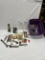 Purple Tote Full/Tools, Pad Locks, Shelf Brackets, Cable Ties, ETC