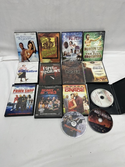 Box Lot of DVDs/I Spit On Your Grave, Mrs. Doubtfire, Roots, Scary Movie 3.5, ETC