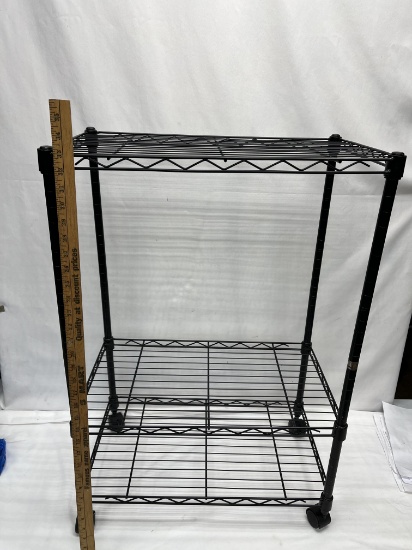 Approx 33 Inch Tall Metal Storage Rack on Casters