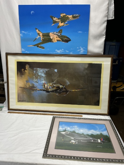 (3) Pieces of Aviation Themed Prints (2 Are Framed)