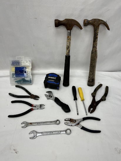 Box Lot/Tools (Hammers, Tape Measure, Anchor Kit)