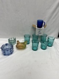 Box Lot/Blue Tint Glasses, Hen on Nest, Avon Gift Mug, ETC