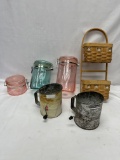Box Lot/Canisters, Vintage Flour Sifters, ETC