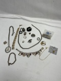 Box Lot of Jewelry/Men's Wedding Bands, Ten Commandments Bracelet, ETC