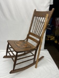 Old Oak? Leather Bottom Rocking Chair