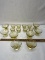 (8) Vintage Federal Glass Yellow Madrid Pattern Sherbert Bowls & 8 Jello Molds