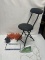 Box Lot/Folding Chair, Rope, Air Pump, Iron, USAF Metal Tag Holder, ETC