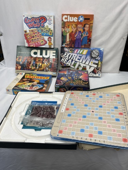 Box Lot/Board Games, Scrabble, Clue, ETC