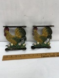 (2) Cast Iron Roosters
