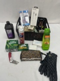 Box Lot/Irish Spring Soap, MK Gloves, Woven Tote, Razor Knife, ETC