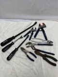 Box Lot/Tools, Pry Bars, Kobalt Magnum Grips, Pliers, ETC