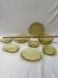 Vintage Federal Glass Yellow Madrid Pattern Serving Pieces